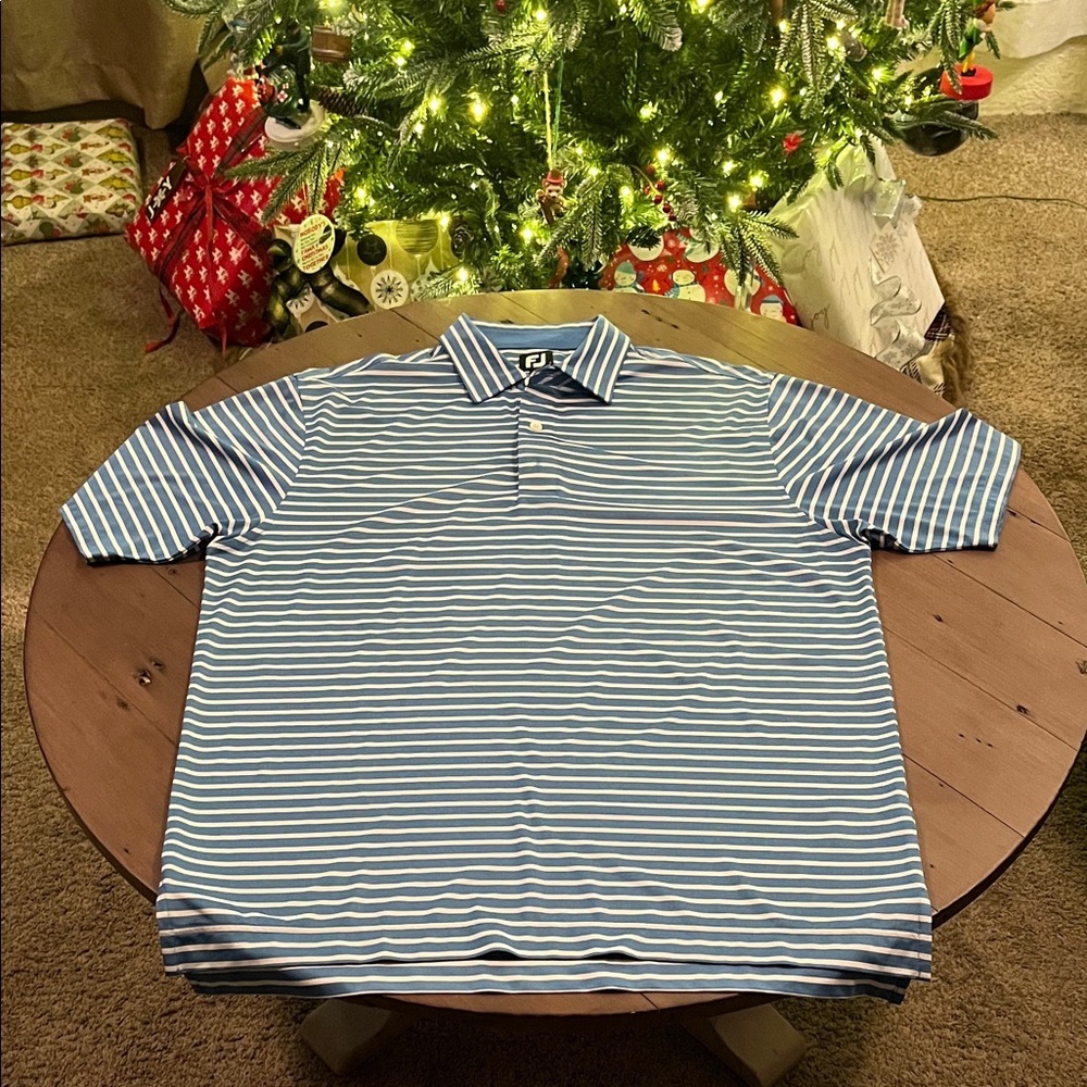 Men's FootJoy Blue Striped Polo Shirt​